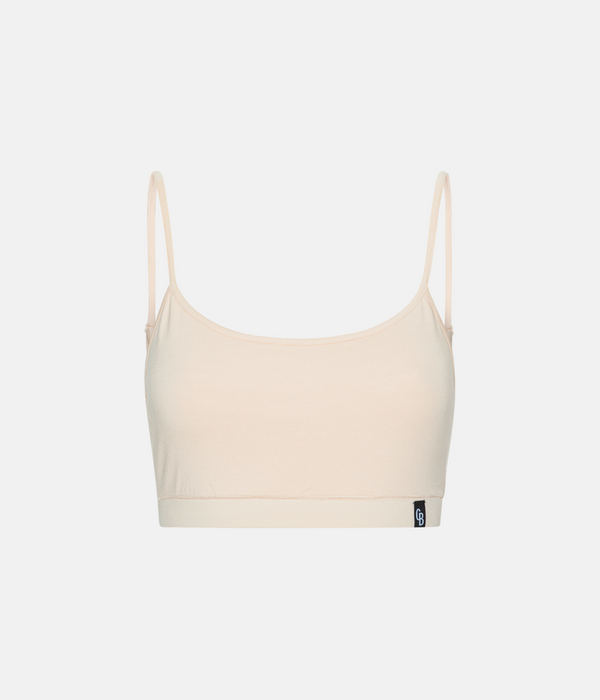 4 pak bambus BH top med tynde stroppe tan/cream