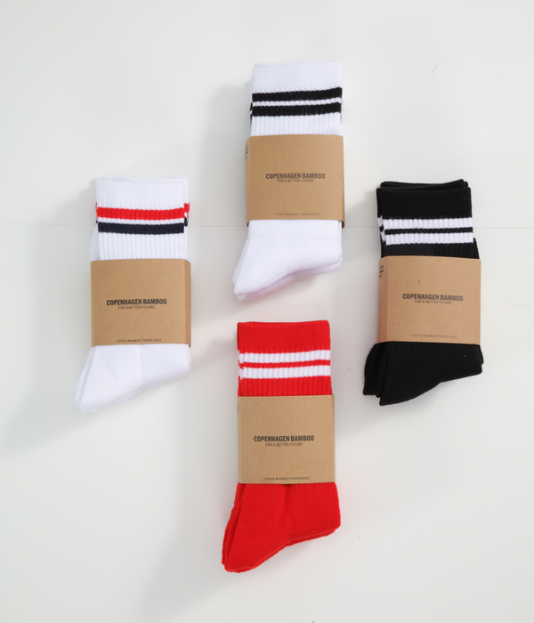 3 Paar weiße Tennissocken aus Bambus