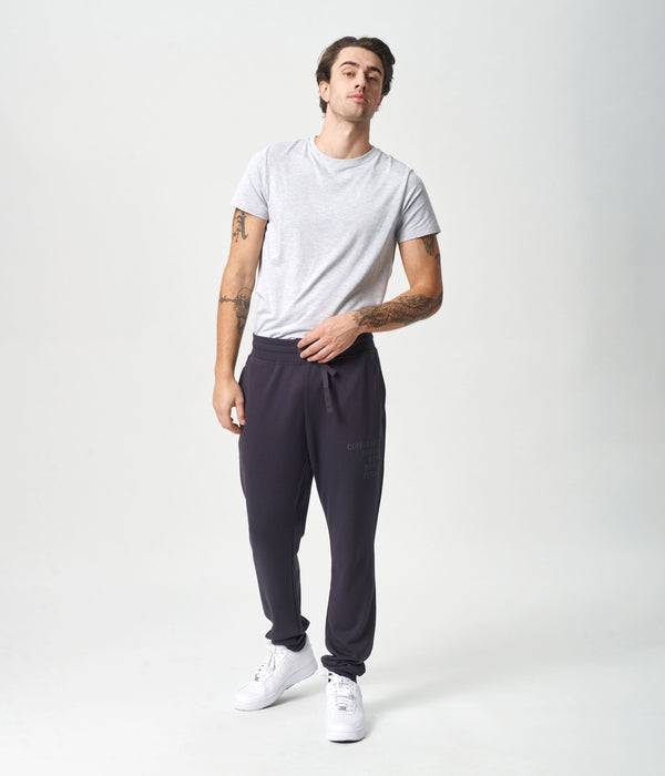 Dunkelgraue Bambus-Sweatpants mit Logo