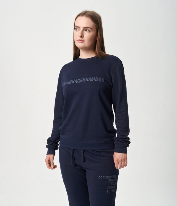 Navy bambus sweatshirt med logo Copenhagen Bamboo