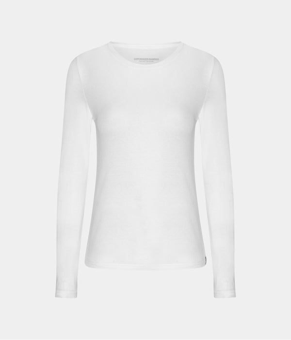 Hvid langærmet bambus T-shirt S Copenhagen Bamboo