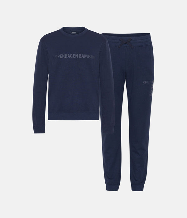 Marineblauer Bambus-Jogginganzug mit Logo